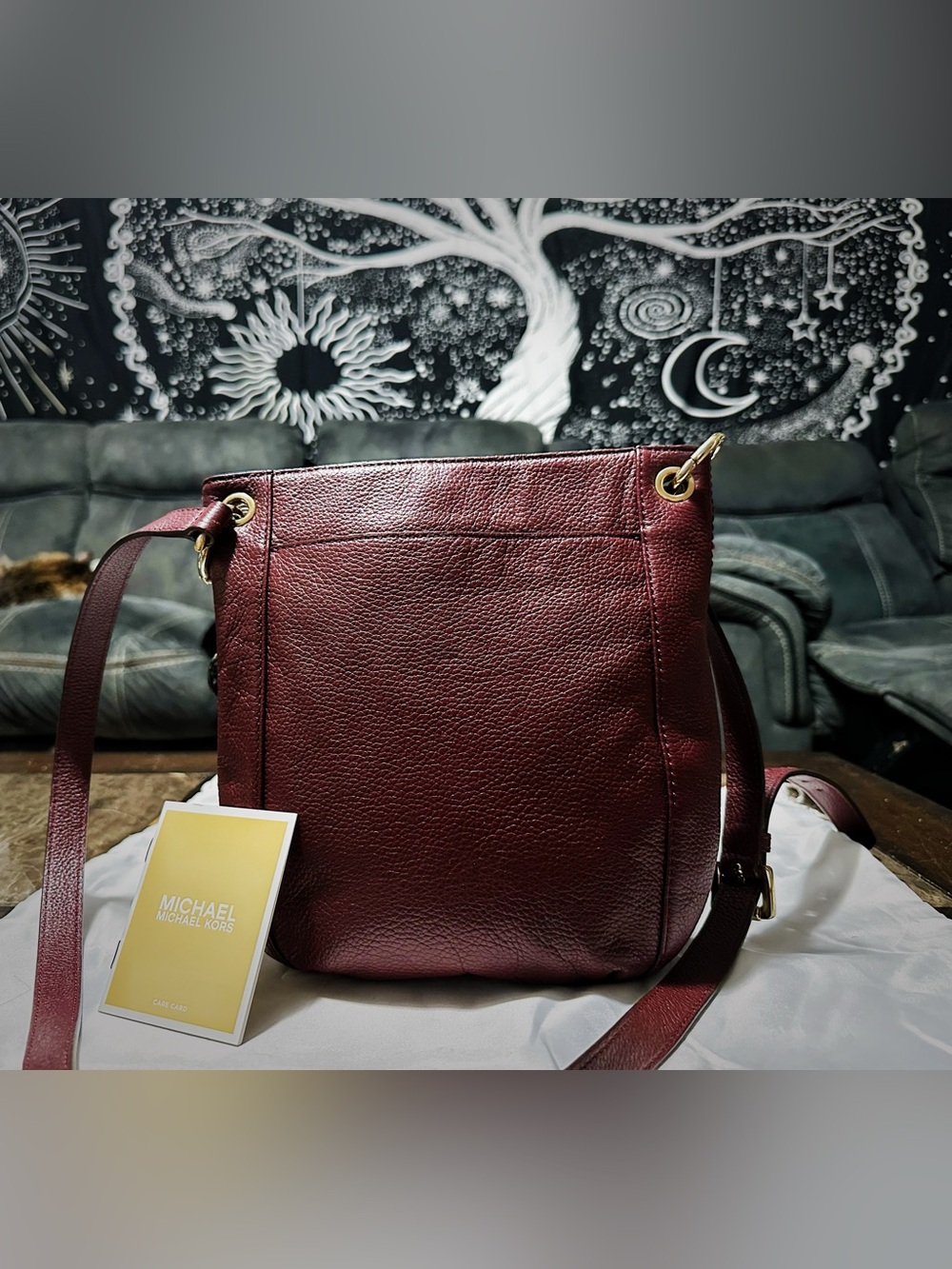 Vintage Michael Kors Burgundy Leather Crossbody Bag soft leather dark red - Picture 10 of 17